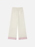 DAXUEN Gingham apple embroidered wide-leg pants