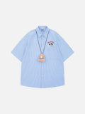 DAXUEN Gingham button-up shirt with teddy bear pendant