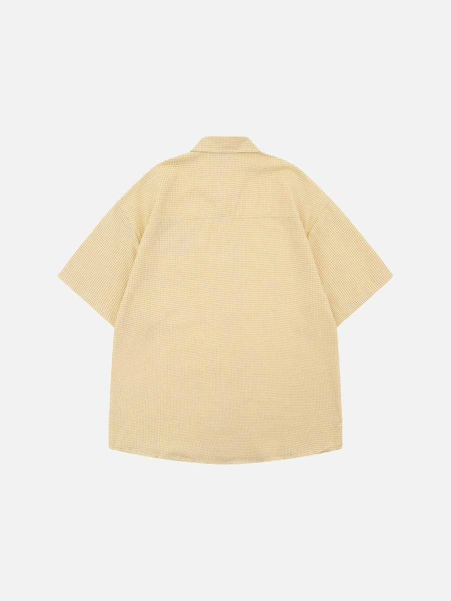 DAXUEN Gingham button-up shirt with teddy bear pendant