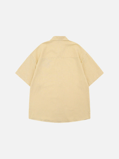 DAXUEN Gingham button-up shirt with teddy bear pendant