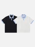 DAXUEN Short-sleeved polo shirt with gingham collar and cuffs
