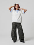 DAXUEN Short-sleeved polo shirt with gingham collar and cuffs — model photo