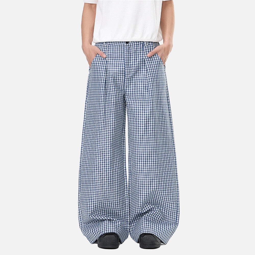 DAXUEN Wide-leg gingham trousers