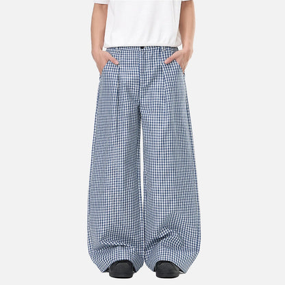 DAXUEN Wide-leg gingham trousers