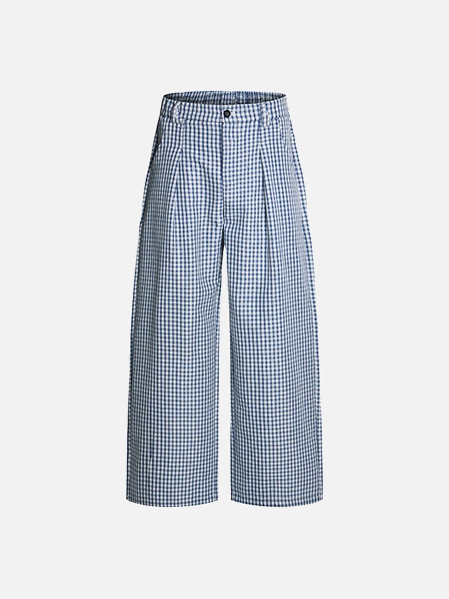 DAXUEN Wide-leg gingham trousers
