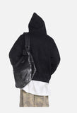 Distressed Embroidered Zip Hoodie - Hoodie