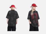 Grunge Graphic Waffle Knit T-Shirt