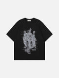 Oversized short-sleeved t-shirt with glitch graphic