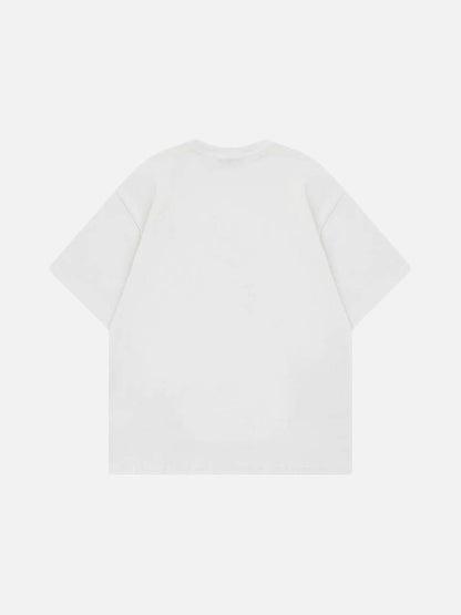 Oversized short-sleeved t-shirt with glitch graphic