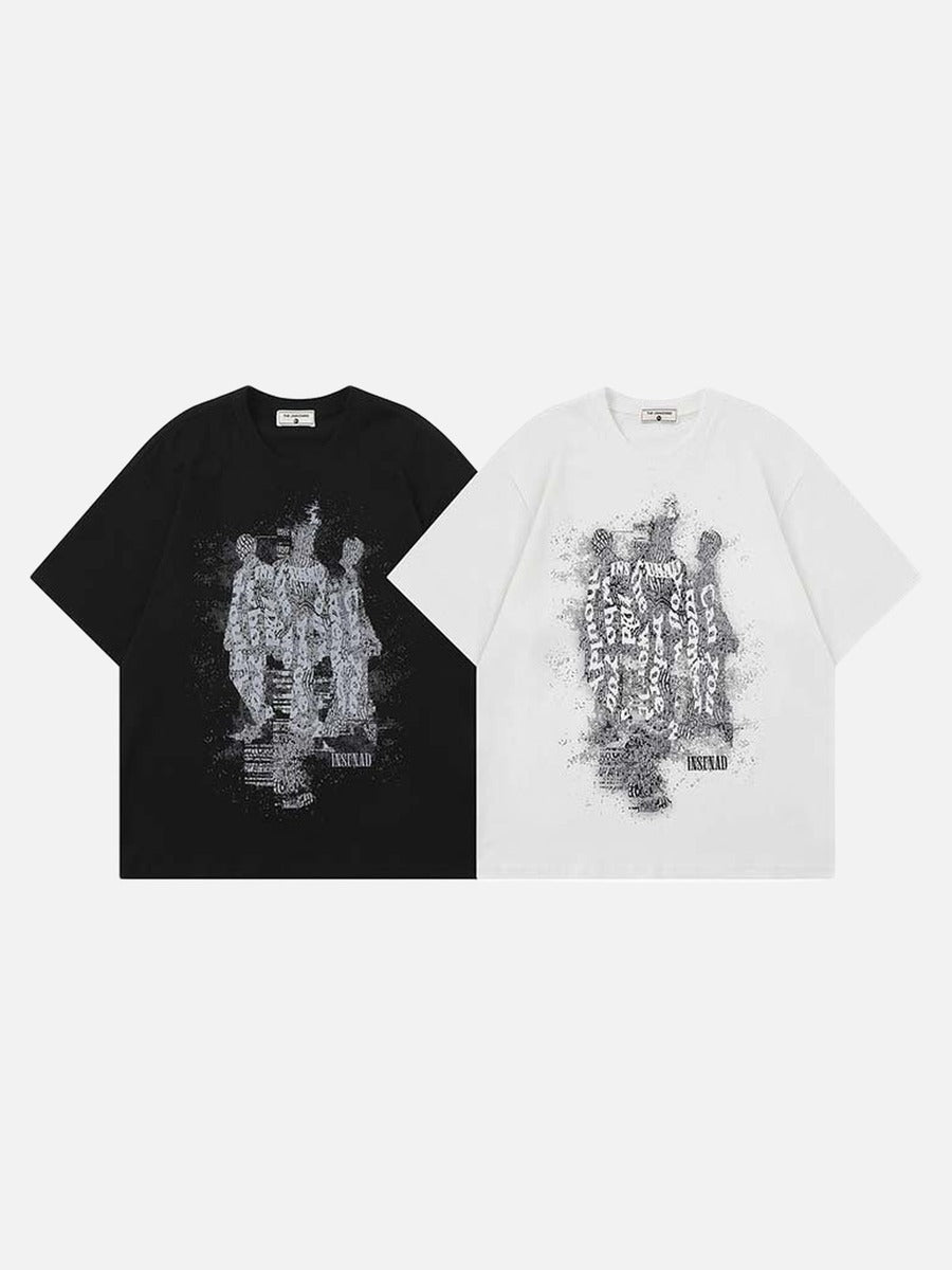 Oversized short-sleeved t-shirt with glitch graphic