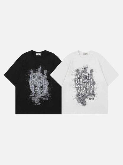 Oversized short-sleeved t-shirt with glitch graphic