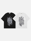 Oversized short-sleeved t-shirt with glitch graphic