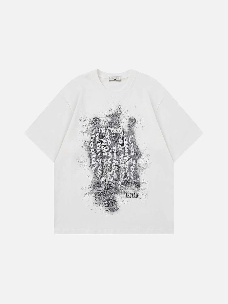 Oversized short-sleeved t-shirt with glitch graphic