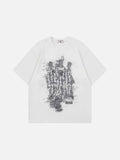 Oversized short-sleeved t-shirt with glitch graphic