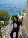 DAXUEN Relaxed-fit crew neck T-shirt with distressed graphic print — model photo