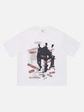 DAXUEN Relaxed-fit crew neck T-shirt with distressed graphic print