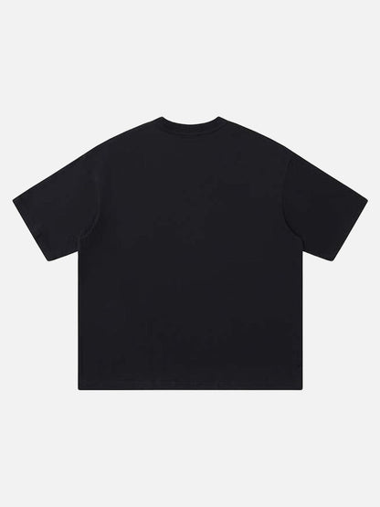 DAXUEN Relaxed-fit crew neck T-shirt with distressed graphic print