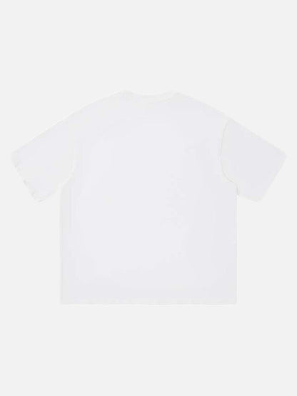 DAXUEN Relaxed-fit crew neck T-shirt with distressed graphic print