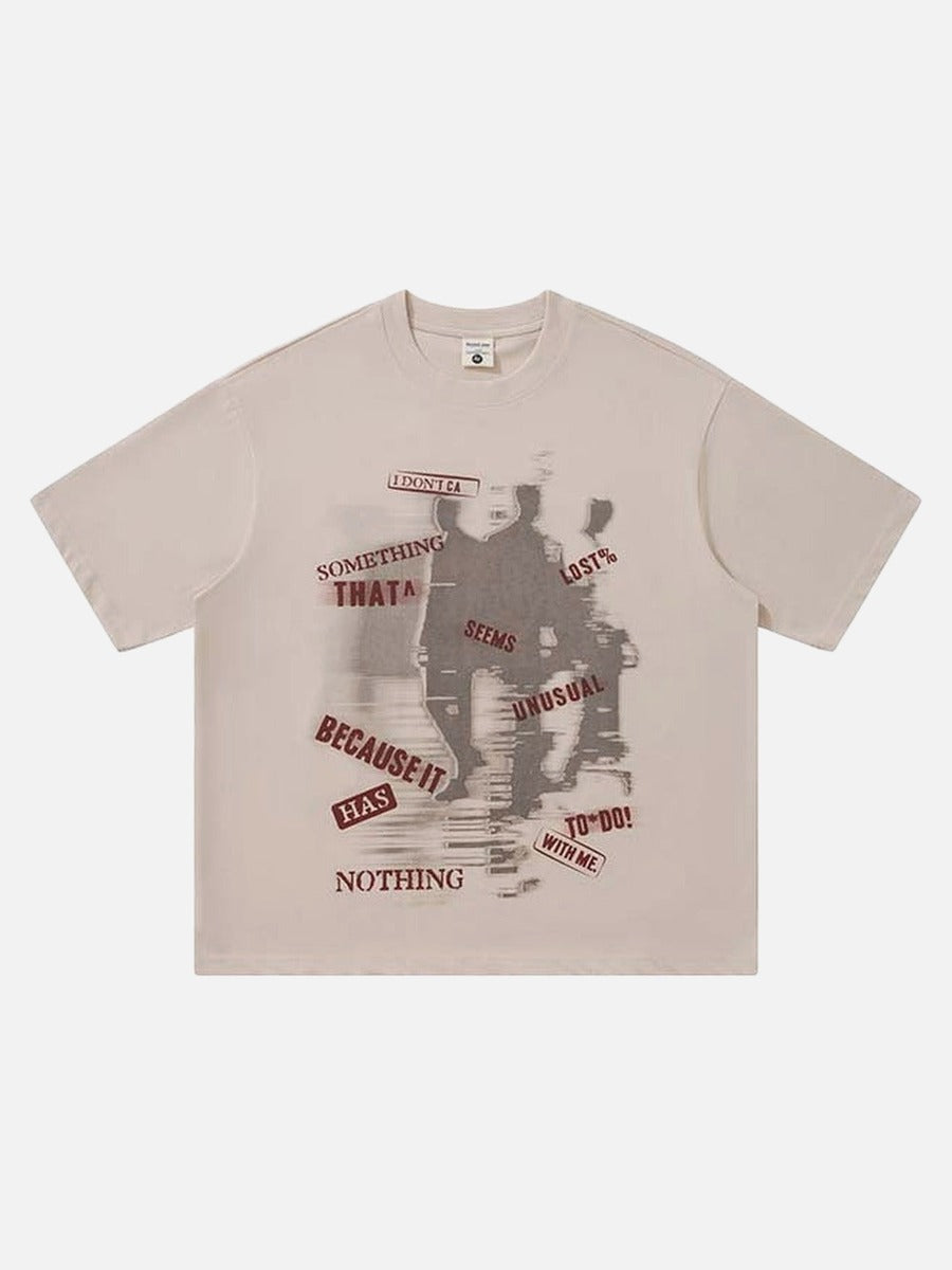 DAXUEN Relaxed-fit crew neck T-shirt with distressed graphic print
