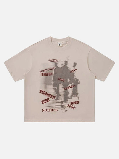 DAXUEN Relaxed-fit crew neck T-shirt with distressed graphic print