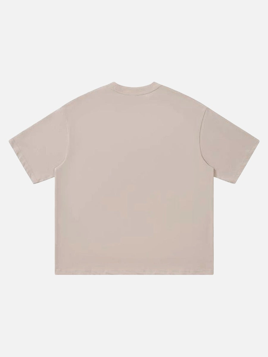 DAXUEN Relaxed-fit crew neck T-shirt with distressed graphic print