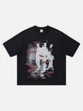 DAXUEN Relaxed-fit crew neck T-shirt with distressed graphic print