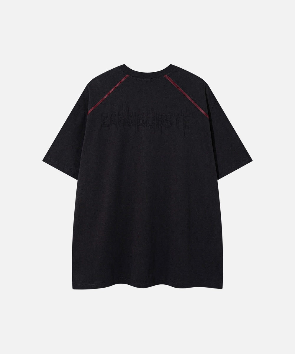 DAXUEN Glitchy text graphic short-sleeved T-shirt