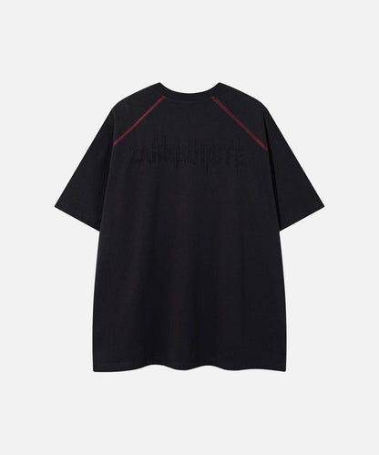 DAXUEN Glitchy text graphic short-sleeved T-shirt
