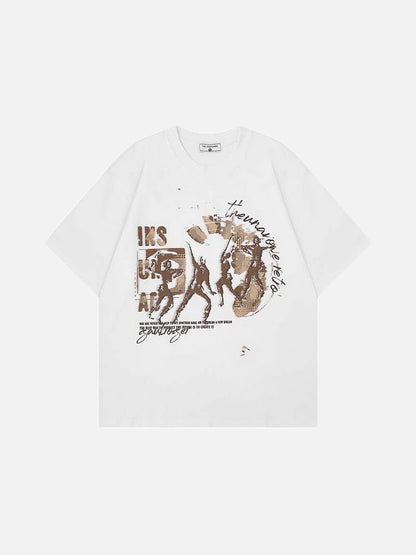 Oversized black and white t-shirt with graphic design