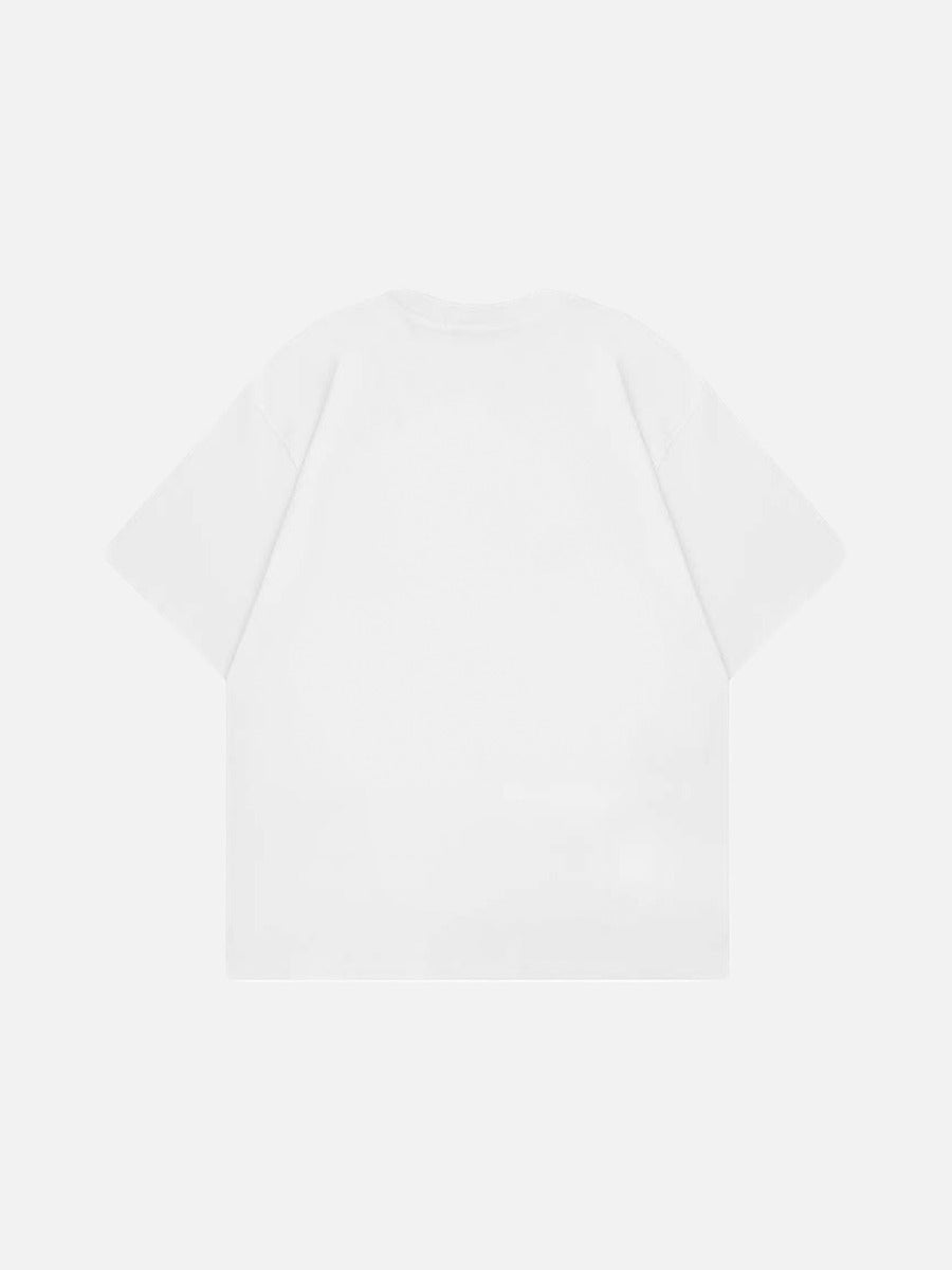 Oversized black and white t-shirt with graphic design