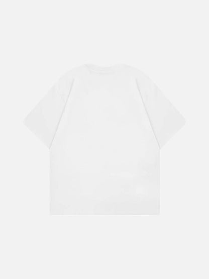 Oversized black and white t-shirt with graphic design