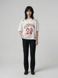 DAXUEN Oversized mesh jersey T-shirt with gothic graphics — model photo