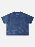 DAXUEN Oversized mesh jersey T-shirt with gothic graphics
