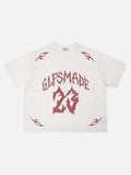 DAXUEN Oversized mesh jersey T-shirt with gothic graphics