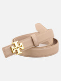 Gold Buckle Slim Leather Belt for Women