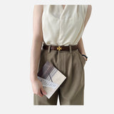 DAXUEN gold buckle leather belt for women