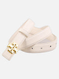 Gold Buckle Slim Leather Belt for Women