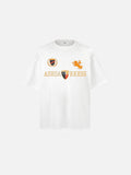 DAXUEN black oversized gold-embroidered shield and polo graphic t-shirt