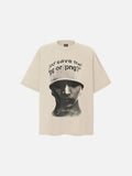 DAXUEN black oversized gold-embroidered shield graphic tee
