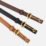 DAXUEN black gold horsebit buckle slim belt