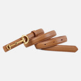 DAXUEN black gold horsebit buckle slim belt