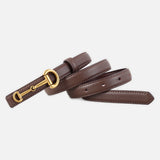 DAXUEN black gold horsebit buckle slim belt
