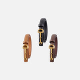 DAXUEN black gold horsebit buckle slim belt