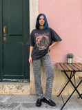 DAXUEN dark charcoal oversized gothic castle graphic tee — model photo