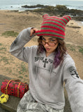 DAXUEN Gothic cross print oversized hoodie — model photo