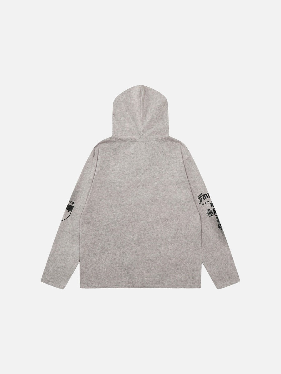 DAXUEN Gothic cross print oversized hoodie