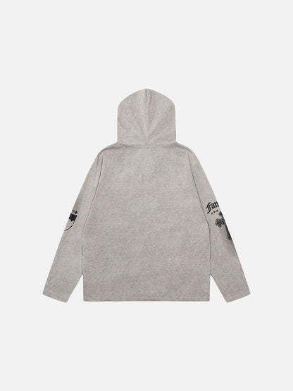 DAXUEN Gothic cross print oversized hoodie
