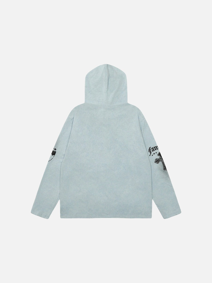 DAXUEN Gothic cross print oversized hoodie