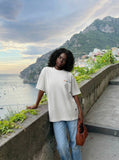 DAXUEN Gothic distressed oversized short-sleeved t-shirt — model photo