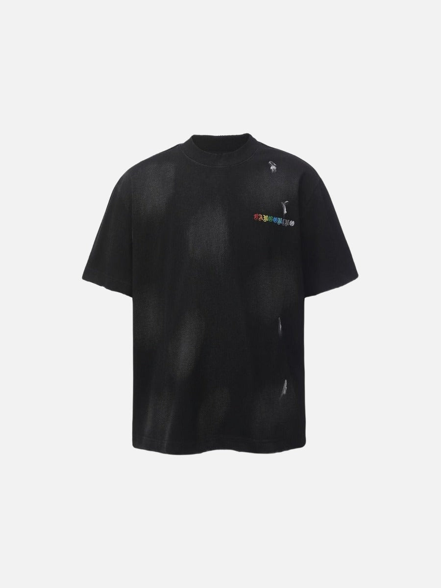 DAXUEN Gothic distressed oversized short-sleeved t-shirt